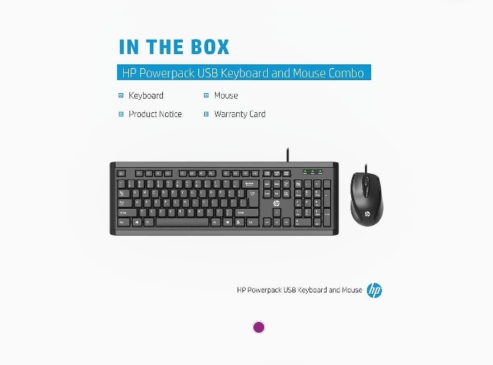 HP USB Wired Keyboard and Mouse Set, Wired Powerpack (Black) HP136+365 - Image 2