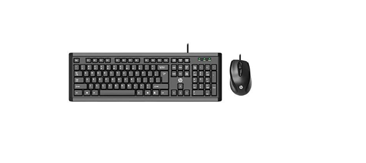 HP USB Wired Keyboard and Mouse Set, Wired Powerpack (Black) HP136+365