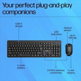 HP KM200 Wireless Desktop Keyboard Mouse Combo (Black)
