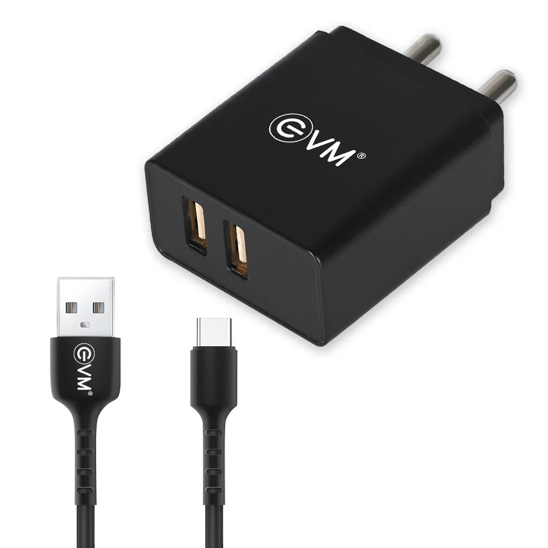 EVM-CH-04 Dual USB Charger with C Type USB Cable
