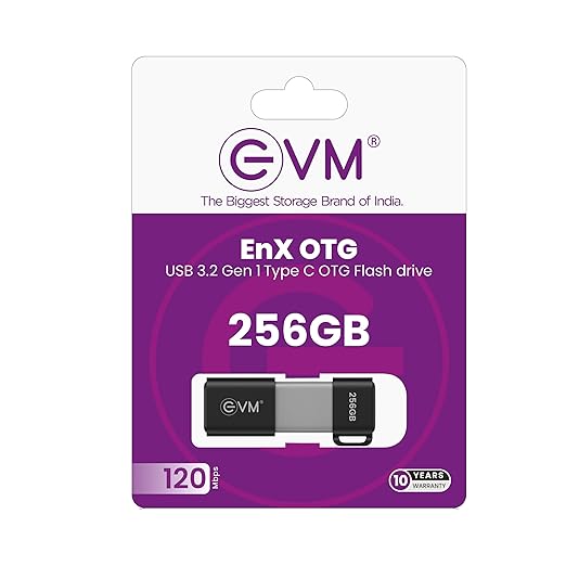 EVM 256GB EnX OTG Flash Drive with Type C USB Port - USB 3.2 10 Years Warranty (ENXO/256GB)