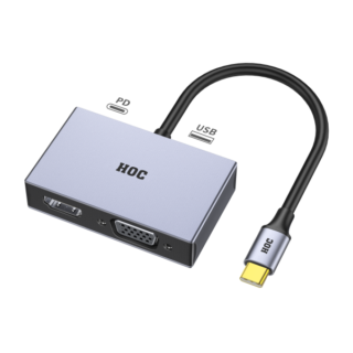 Type C To HDMI+VGA+USB3.0+PD Converter 4 in 1