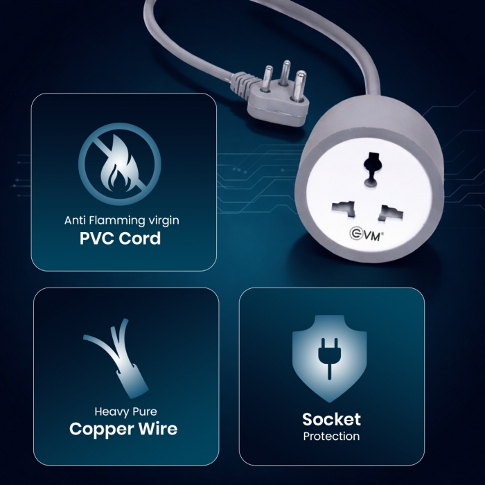 EVM Heavy pure Copper Wire Power Extension Cord EVM-PCE-5M 1 YEAR WARRANTY - Image 5