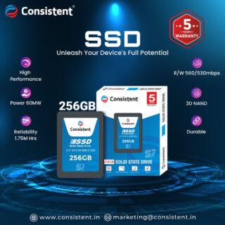 Consistent SSD 256GB 2.5 Inch SATA Internal SSD 5 Year Warranty