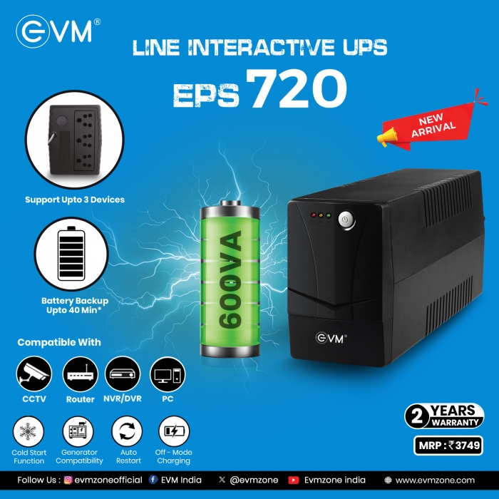 EVM Line Interactive UPS EPS720 , 2 Year warranty - Image 2
