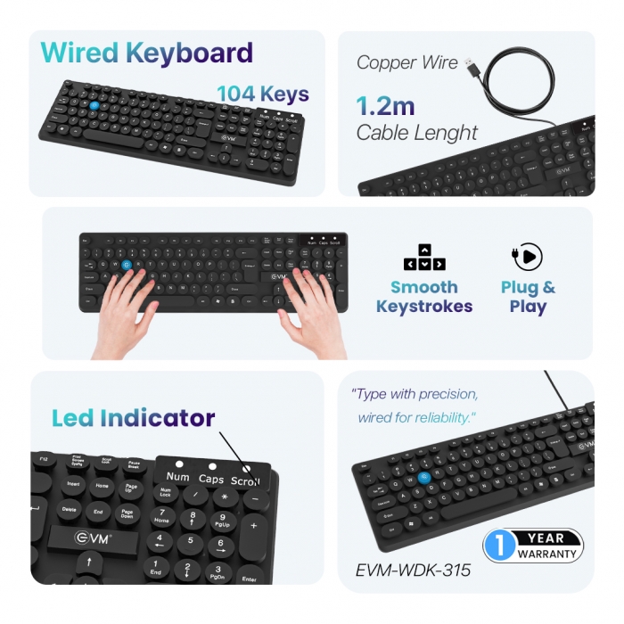 EVM Wired Keyboard (EVM-WDK-315) 1 YEAR WARRANTY - Image 3