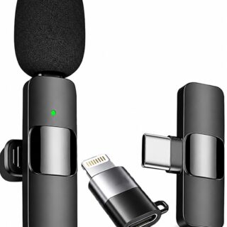 K8 Wireless Microphone, Bluetooth Type-C Android, Noise Canceling Mic for Vlogging, Clip-On for YouTube