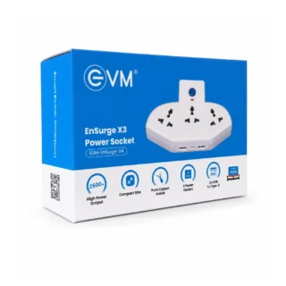 EVM Cordless Extension Board with Single Switch | 2*USB | Type-C 2500W , 1 YEAR WARRANTY