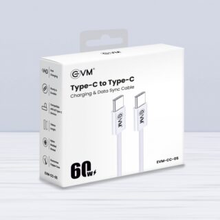 EVM C to C 60 W Charging Cable EVM-CC-08 , 1 YEAR WARRANTY