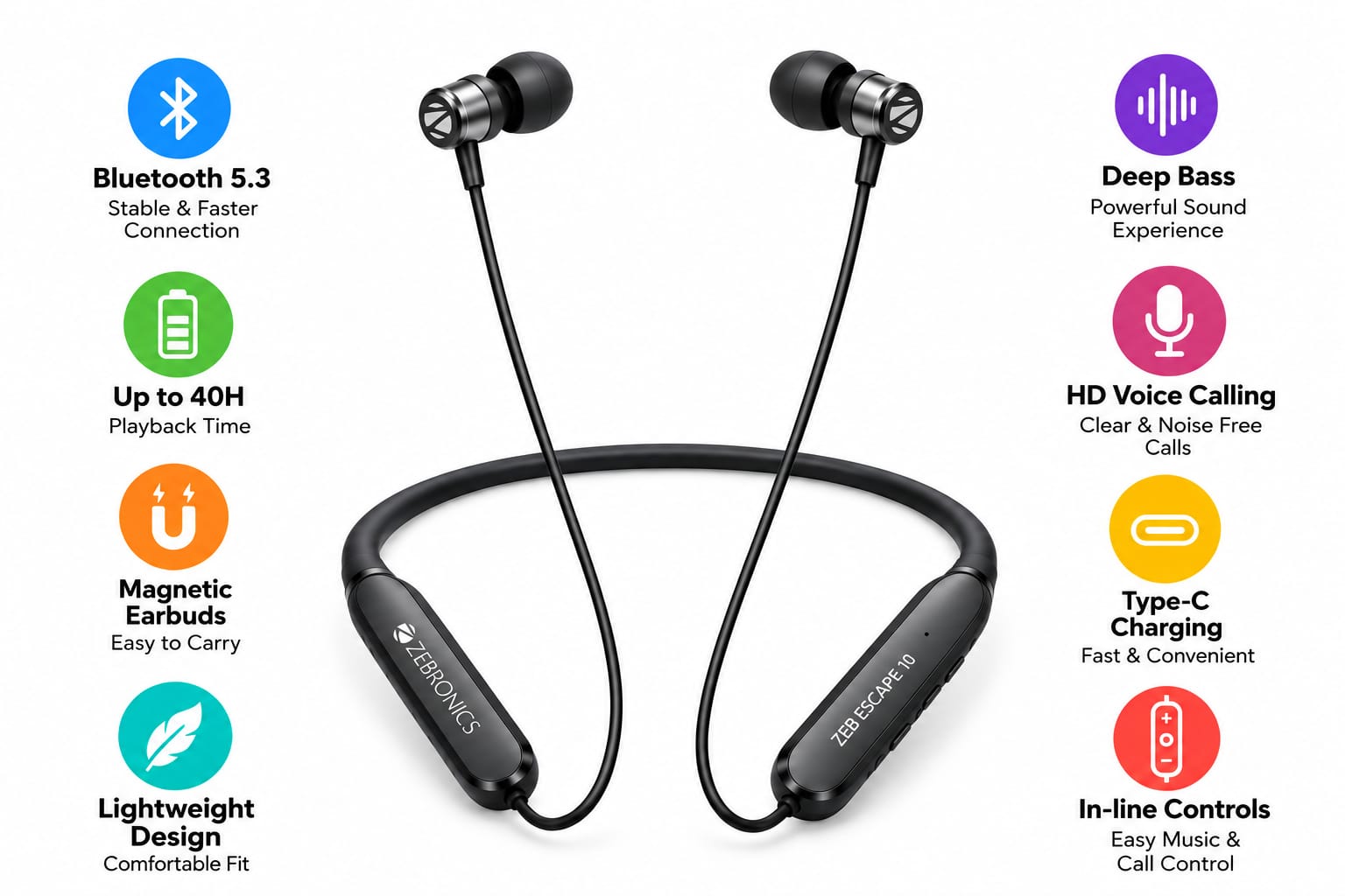 Zebronics Escape 10 Bluetooth Headset Wireless - Image 3